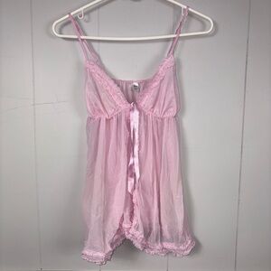 Passion Forever Blush Pink Babydoll Open Sheer Lingerie Cami Teddy Top Medium